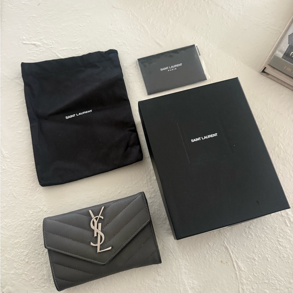 Saint Laurent Black Quilted Leather YSL Monogram Wallet